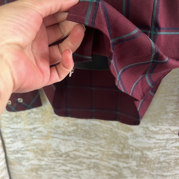 S.Archimonde Burgundy/Blue Flannel Button Up Shirt Size L - Picture 8 of 15